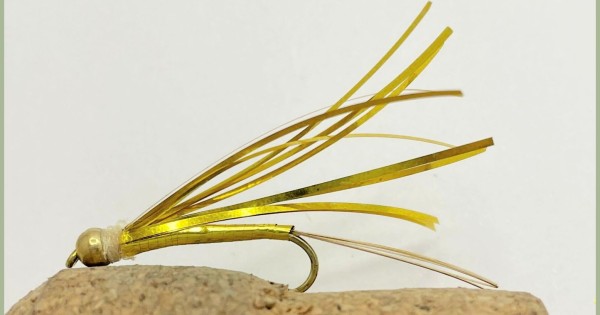 Trout Flies, 12 Gold Head Flash Damsels, BLACK OLIVE ORANGE Size 10 Fly